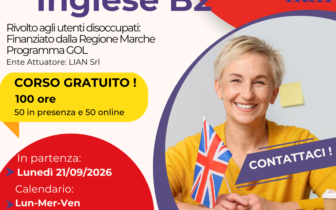 CORSO DI INGLESE – COMPETENZE LINGUISTICHE – LIVELLO B2 – Gratuito per disoccupati