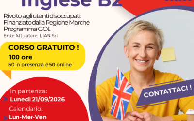 CORSO DI INGLESE – COMPETENZE LINGUISTICHE – LIVELLO B2 – Gratuito per disoccupati